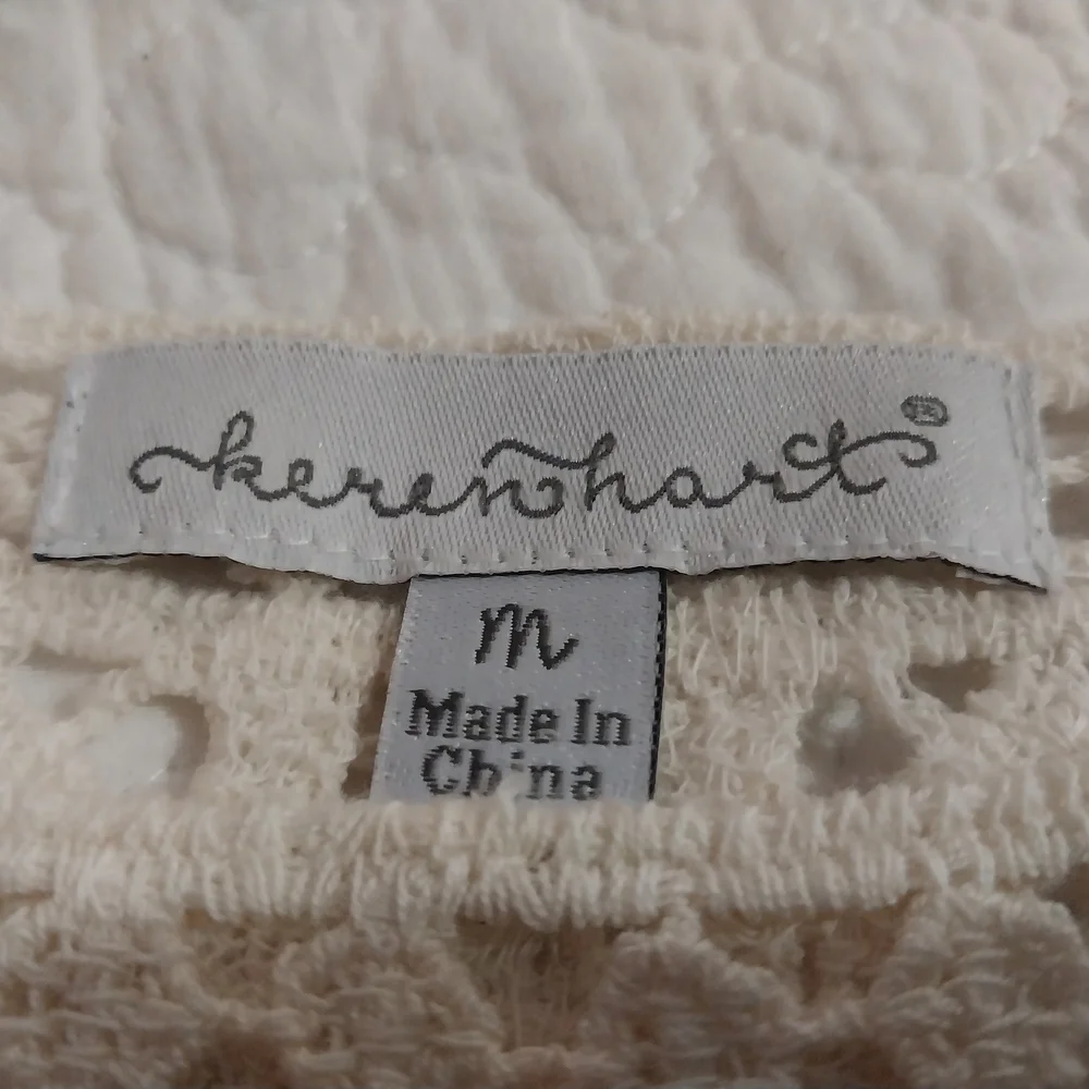 KEREN HART Women Size M Crochet Cream Lace Top - Picture 7 of 16